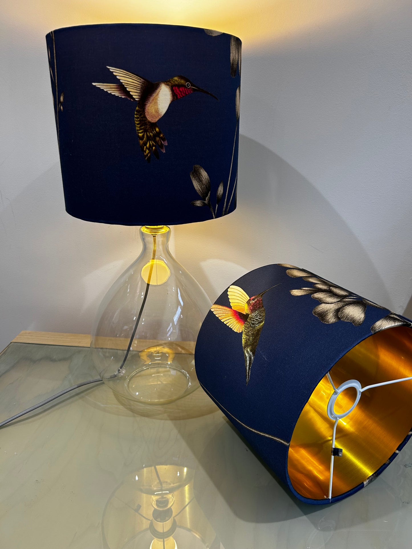 25cm One Hummingbird Gold Lined Lampshade