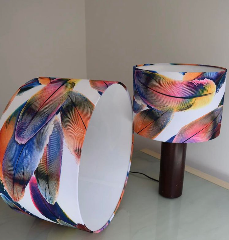 30cm Bold And Colourful Feather Print Lampshade