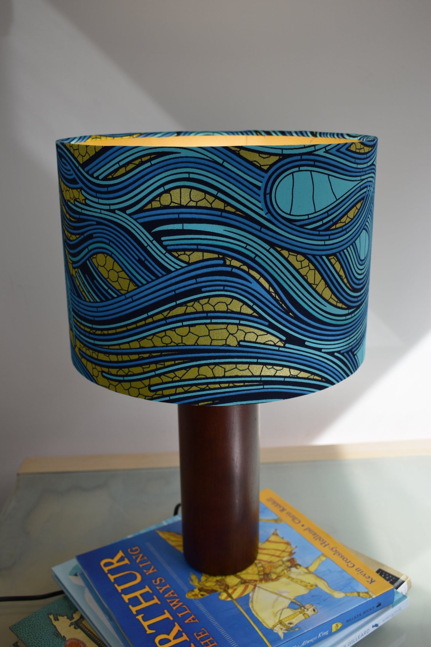 30cm Gold And Turquoise Fabric Statement Lampshade