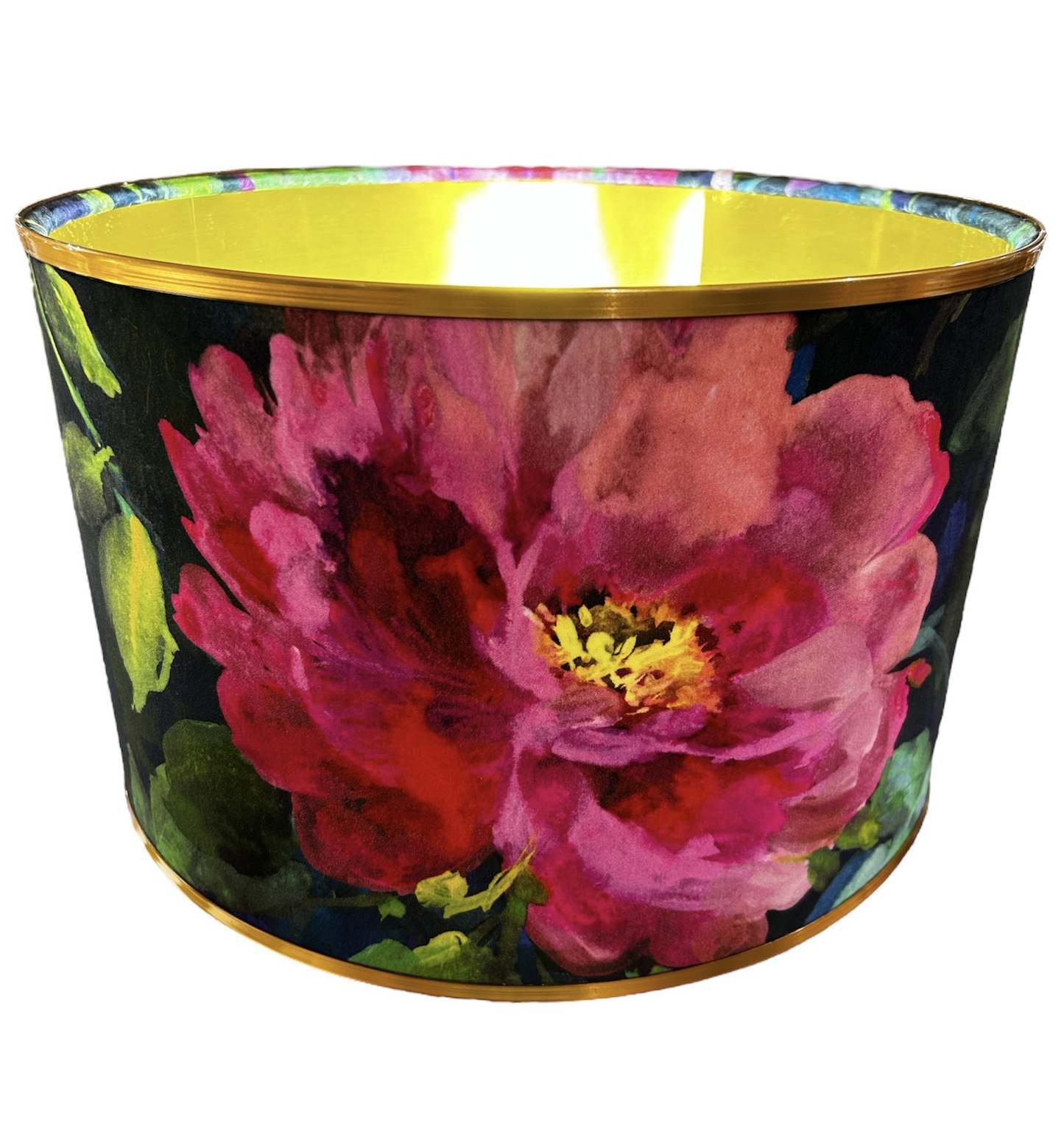 40cm Velvet Peony Print With Gold Band