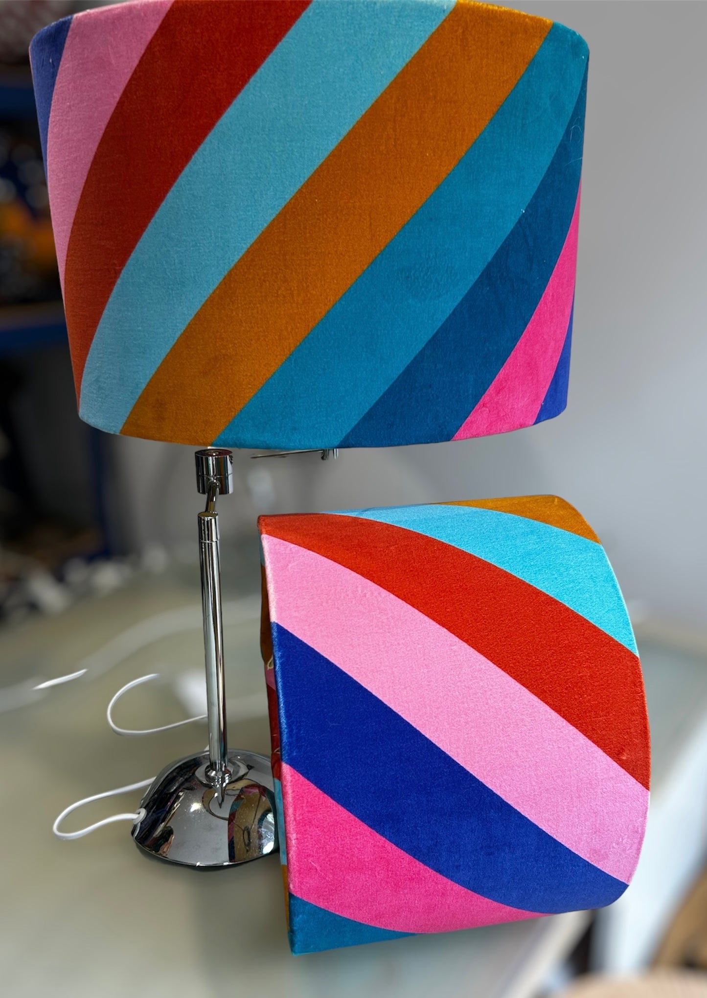 Bright Sherbet Stripe Velvet Lampshade