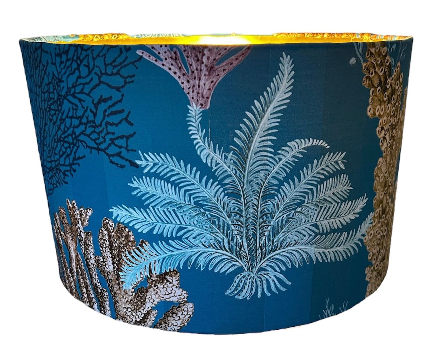 Dramatic Coral Reef Print Lampshade with Gold Lining