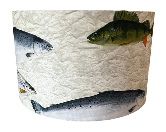 "Gone Fishing" printed luxury lampshade