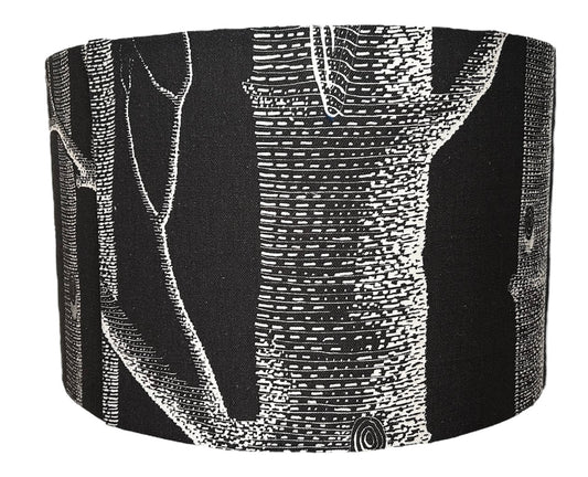 Linen Black And White "Wood" Lampshade