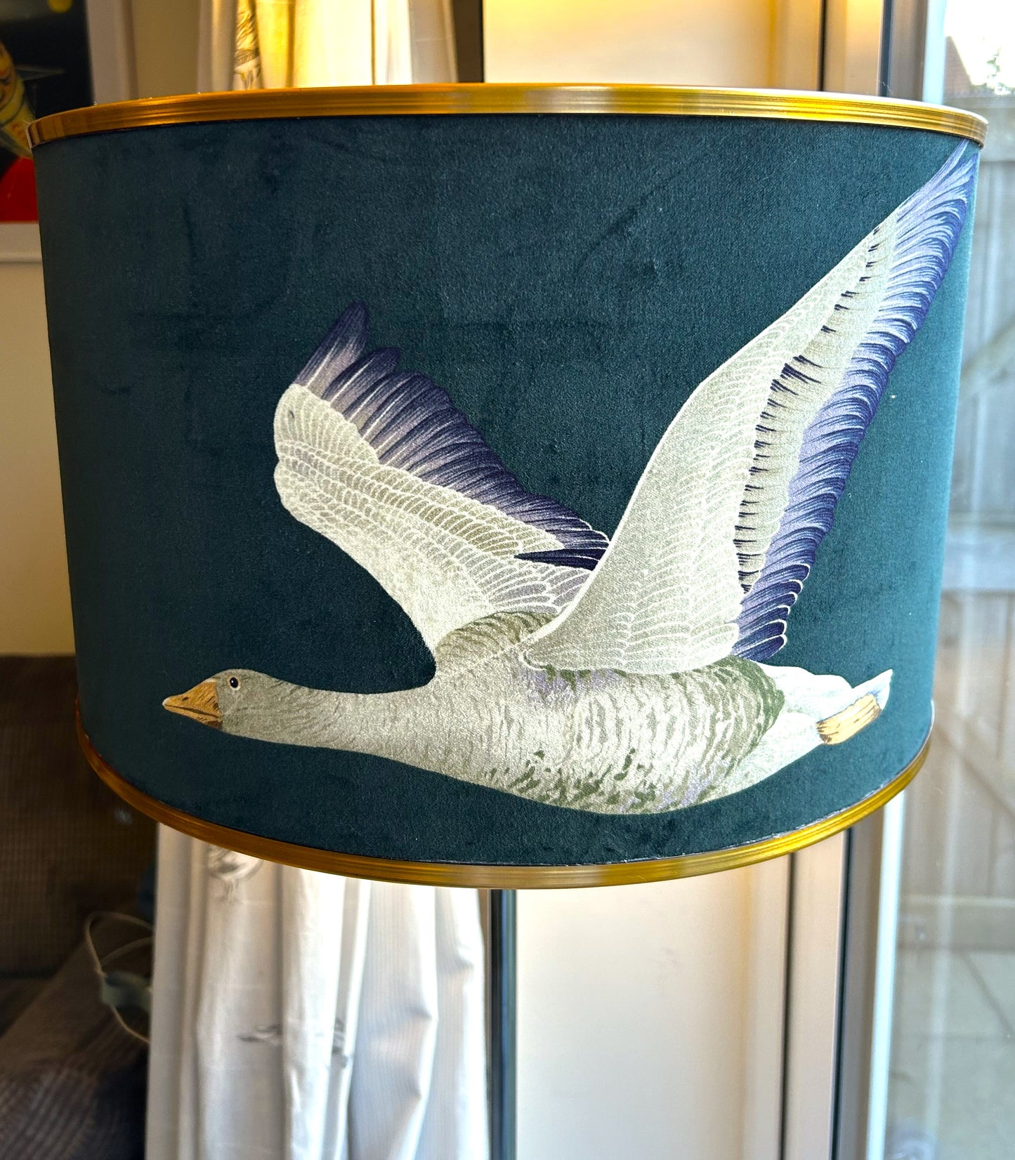 Olive and Geese Velvet Lampshades